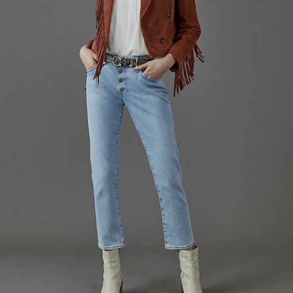 Anthropologie Nolan Ankle Exposed Button Fly Petite Jeans Coastal Cowgirl size31 - Picture 1 of 8